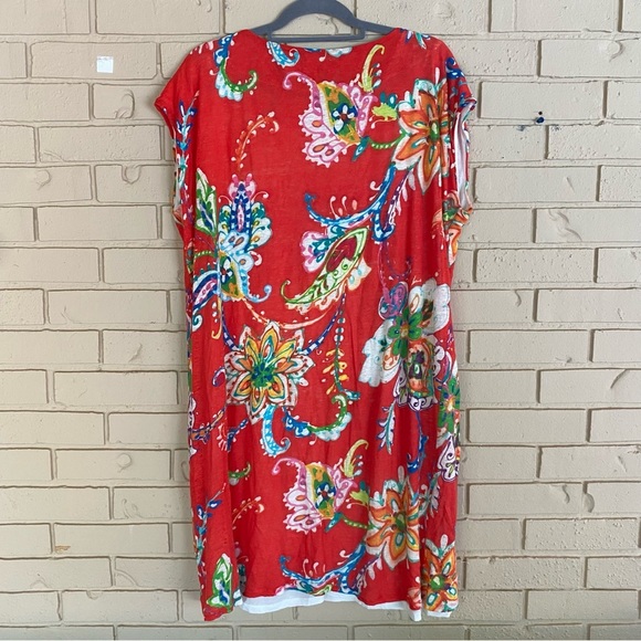 Lauren Ralph Lauren Linen Floral Dress Size XL Beachy Tropical Bloomcore Resort - Picture 3 of 6